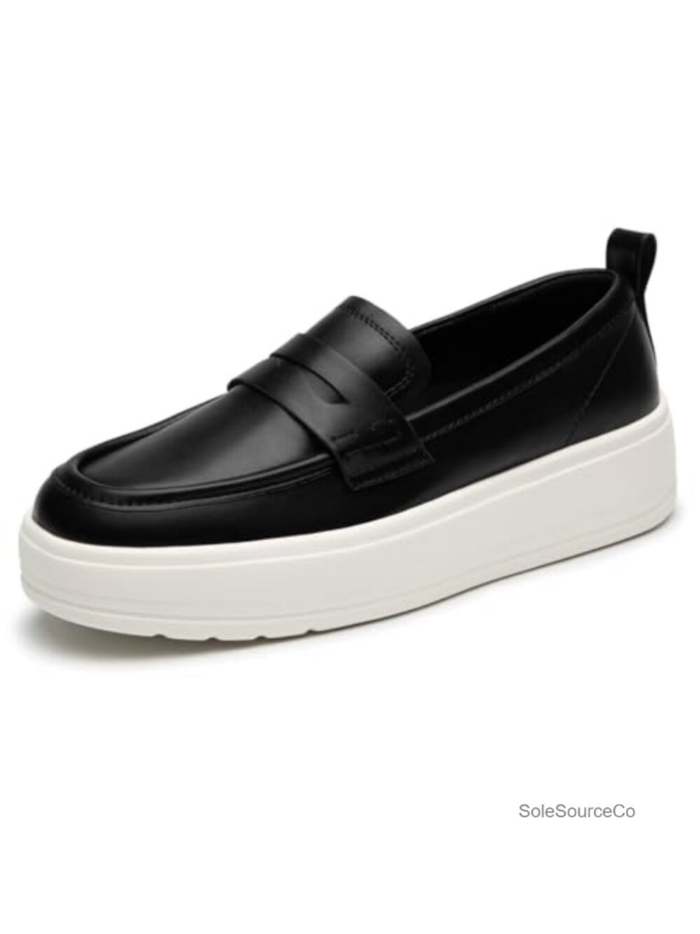 Women's Platform Loafers Slip On Comfortable Work Casual Shoes Faux Leather - Picture 1 of 6